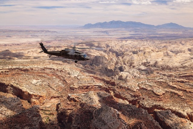 Utah Army National Guard UH-60 Black Hawk flying over Capitol Reef