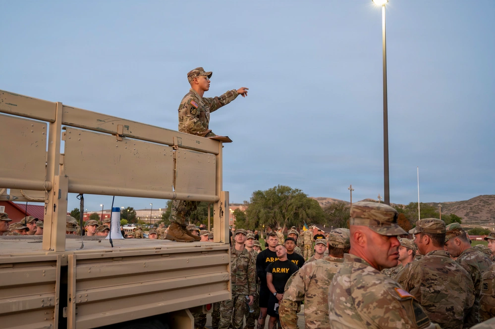 Utah infantry Soldiers receiving a Combat Field Test briefing at Camp Williams